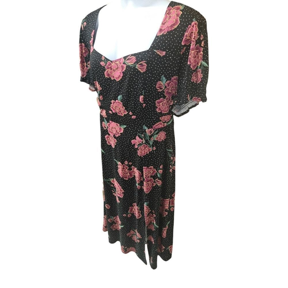 TORRID Women's  Tea Length Stretch Challis Sweetheart floral dot A-line dress 2X - Picture 4 of 17